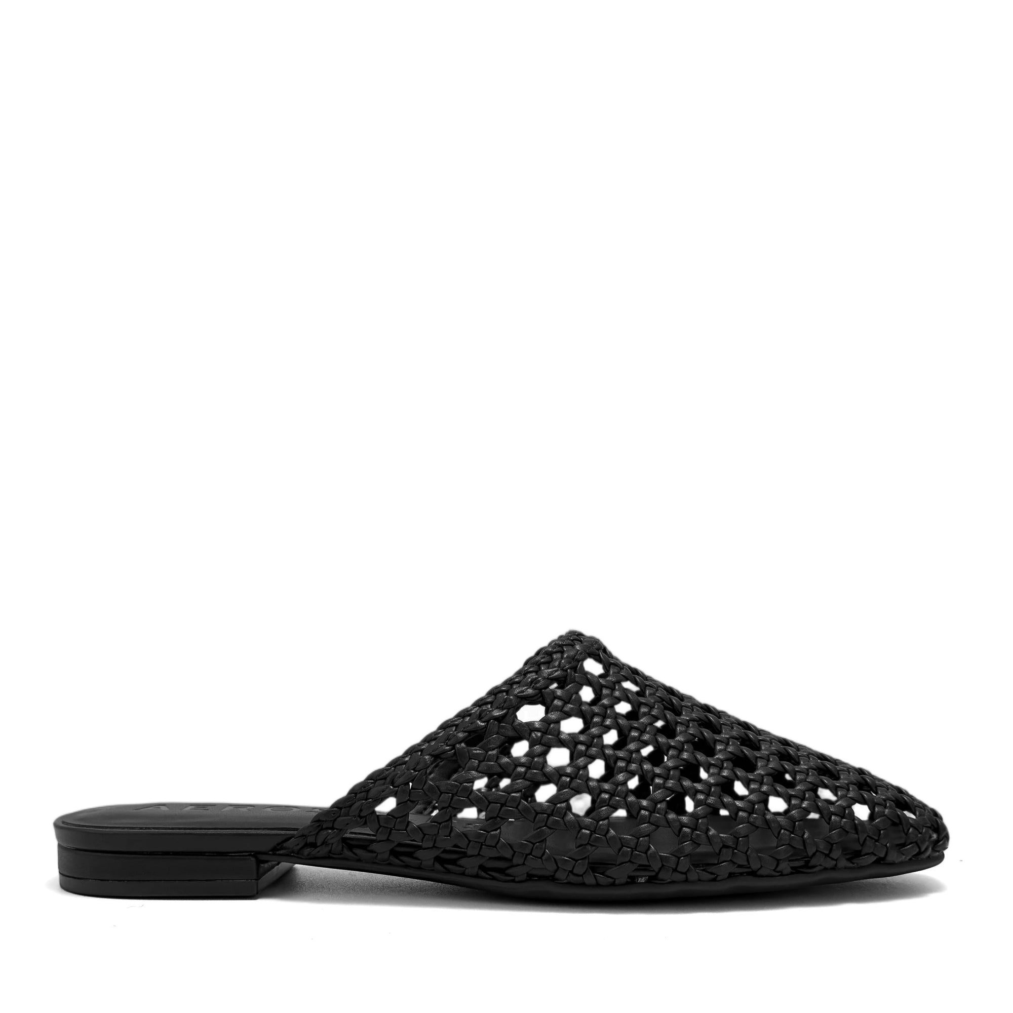 Assia Dress Flat | Black Faux Open Woven