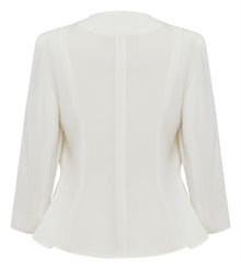Collarless Short Jacket | White
