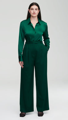 Pleated Trouser in Seasonless Wool | Emerald