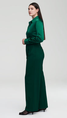 Pleated Trouser in Seasonless Wool | Emerald