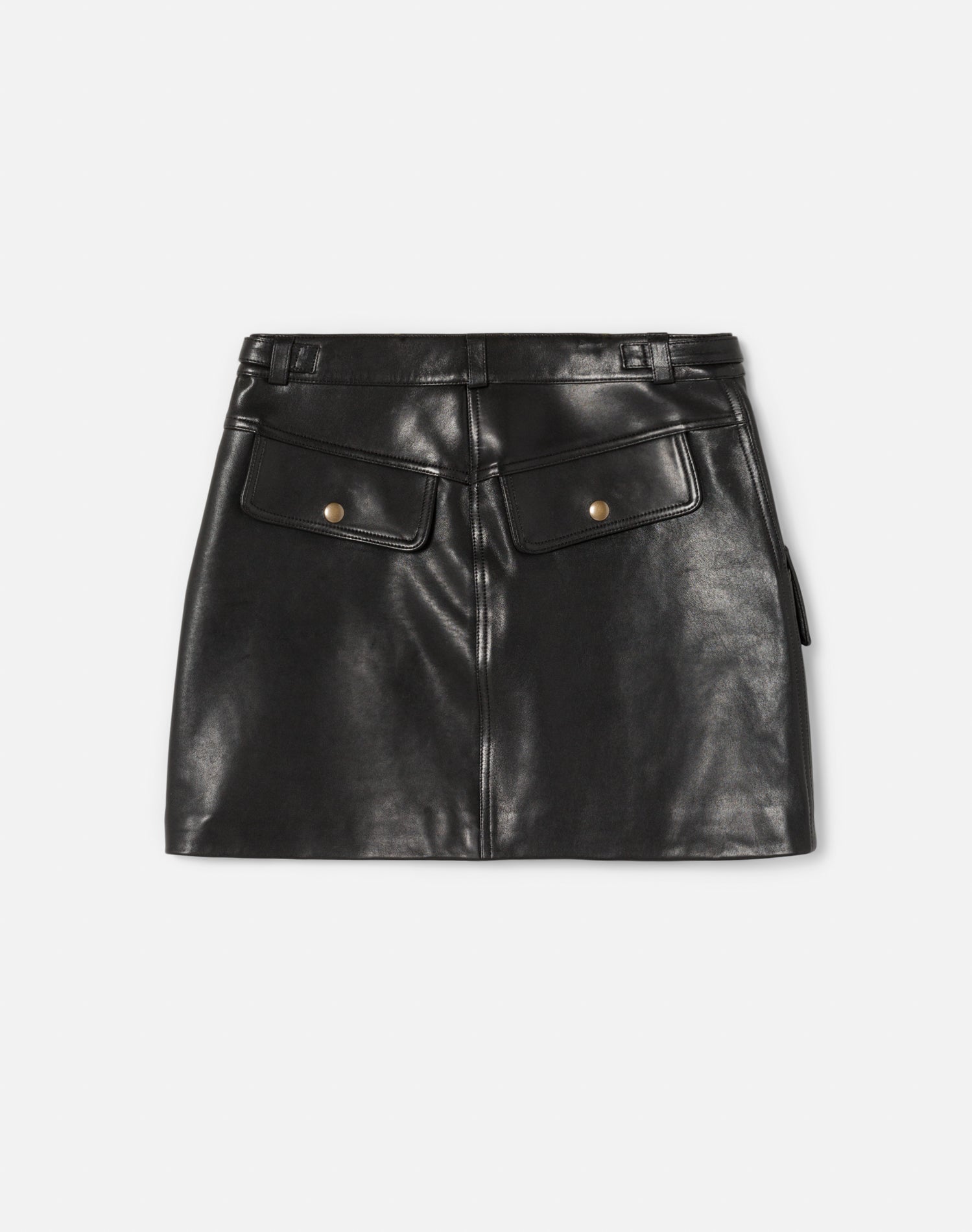 Racer Leather Mini Skirt | Black Leather