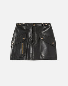 Racer Leather Mini Skirt | Black Leather