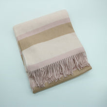 Unisex | Cashmere Striped Throw with Fringes | Misty Rose Combo
