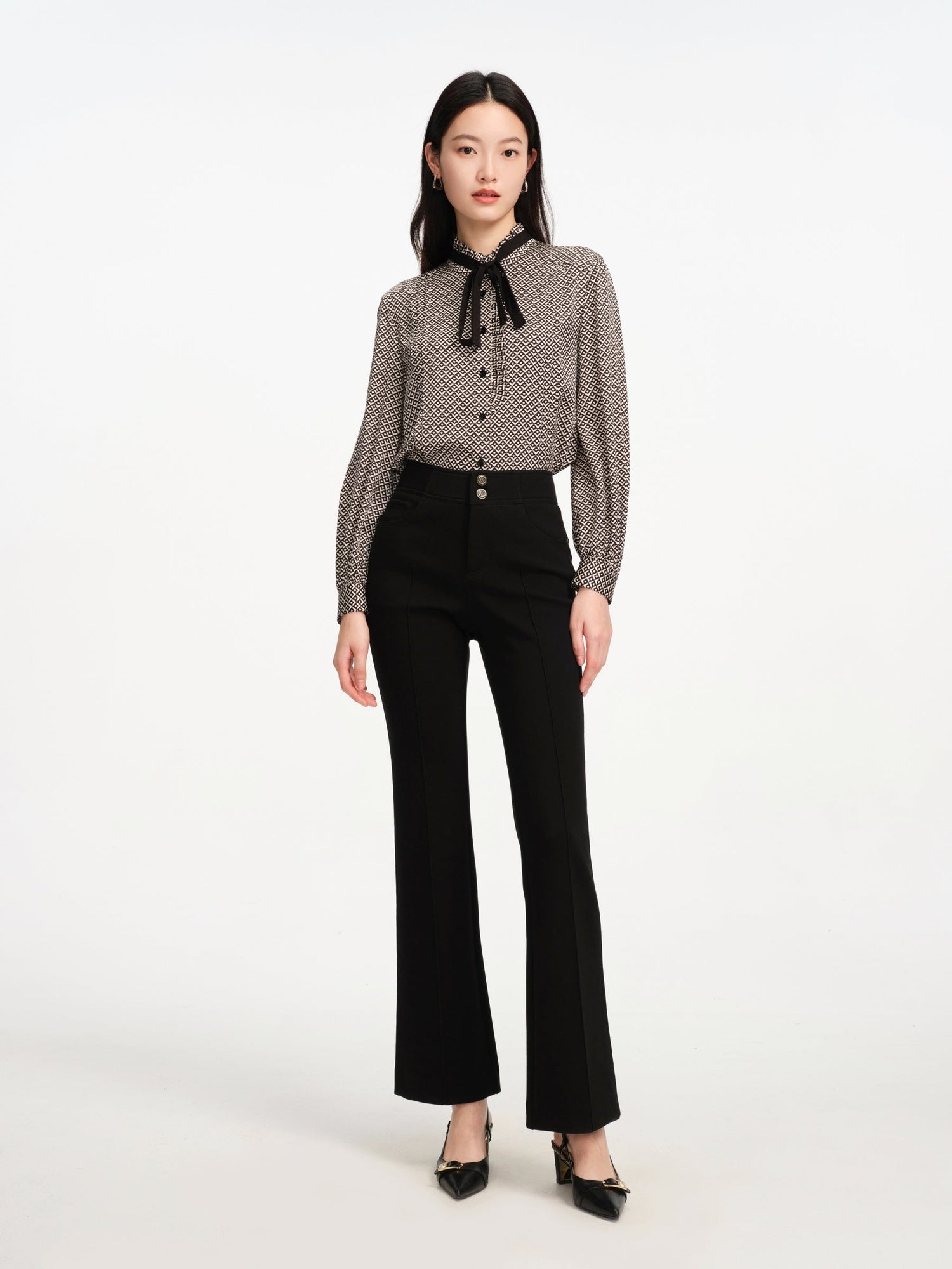 High Waist Flared legs Pants | Black