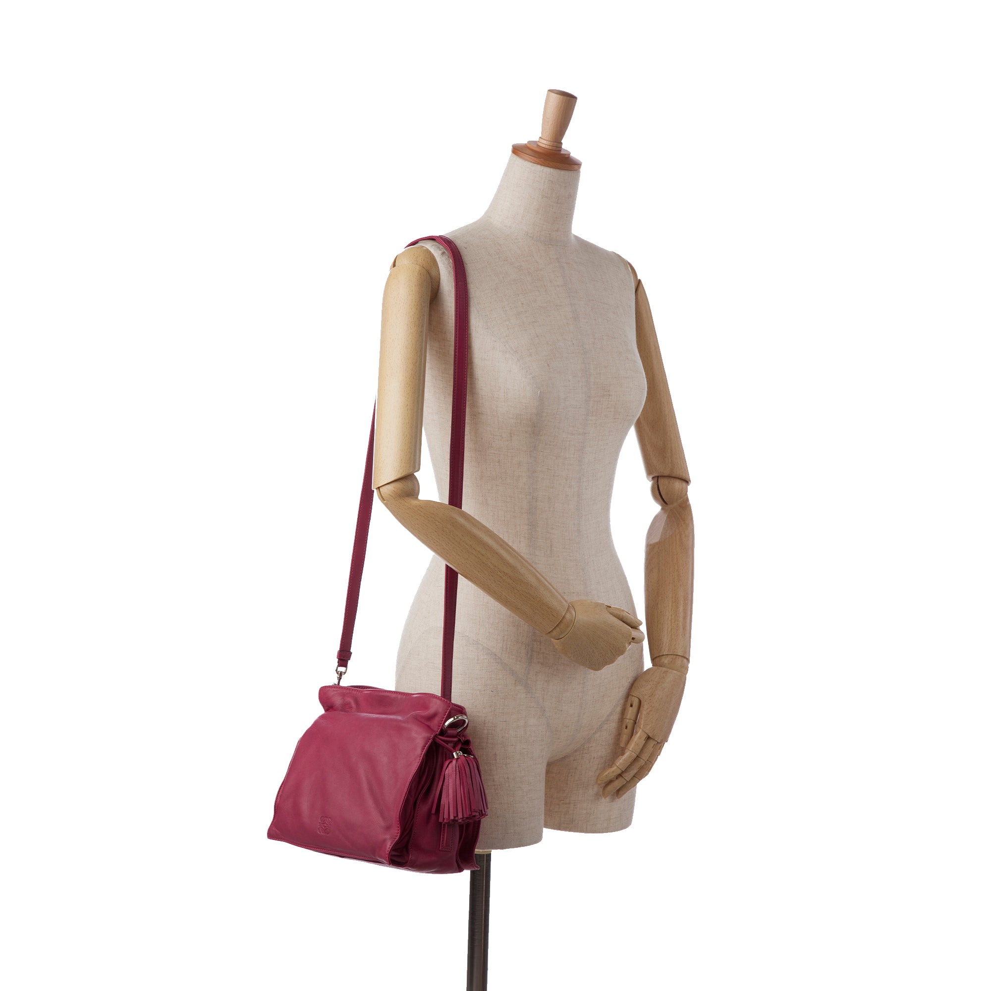 Loewe | Pre-Owned Small Leather Flamenco Crossbody Bag | Pink/Hot Pink