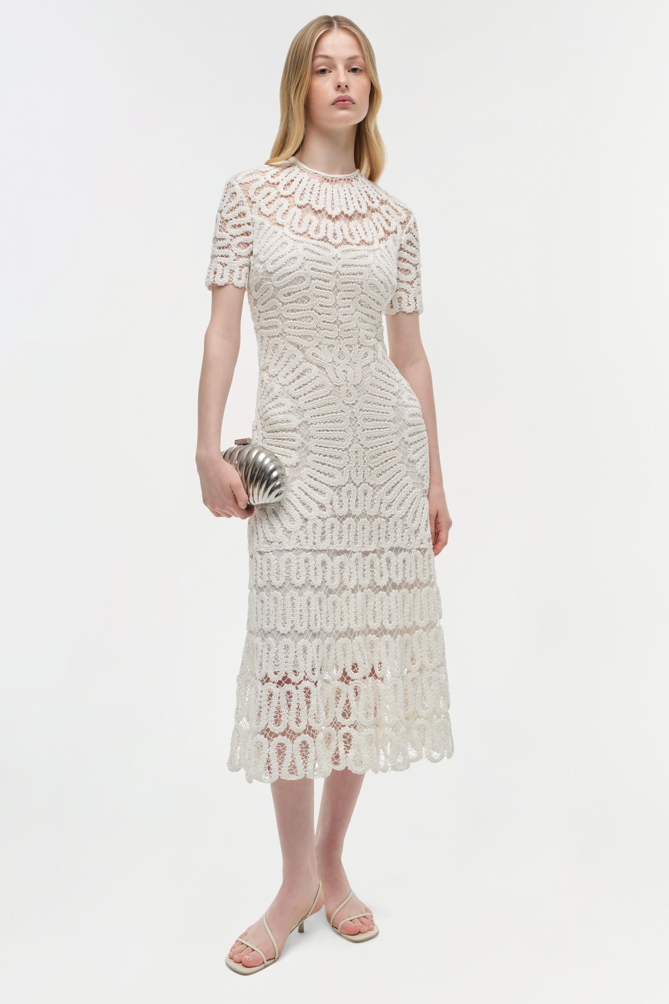 Womens | Lorelai Embroidered Midi Dress | White