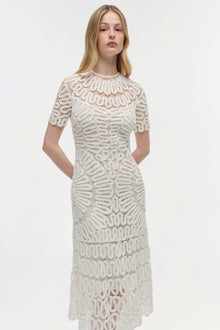 Womens | Lorelai Embroidered Midi Dress | White