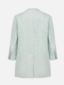 Collarless Linen Blazer | Green
