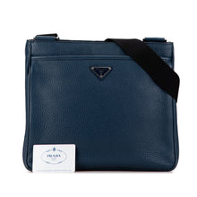 Prada | Pre-Owned Vitello Daino Zip Top Crossbody | Blue/Dark Blue