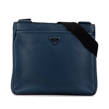 Prada | Pre-Owned Vitello Daino Zip Top Crossbody | Blue/Dark Blue