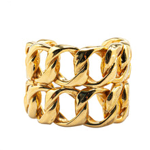 Chanel | Pre-Owned Gold Plated Double Curb Row Cuff Bracelet | Gold
