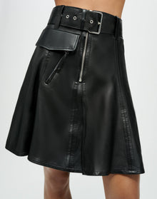 Leather Moto Skirt | Black Leather