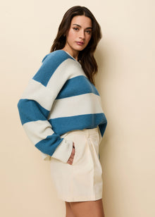 Reva Cashmere Sweater French Blue / Brule Stripe