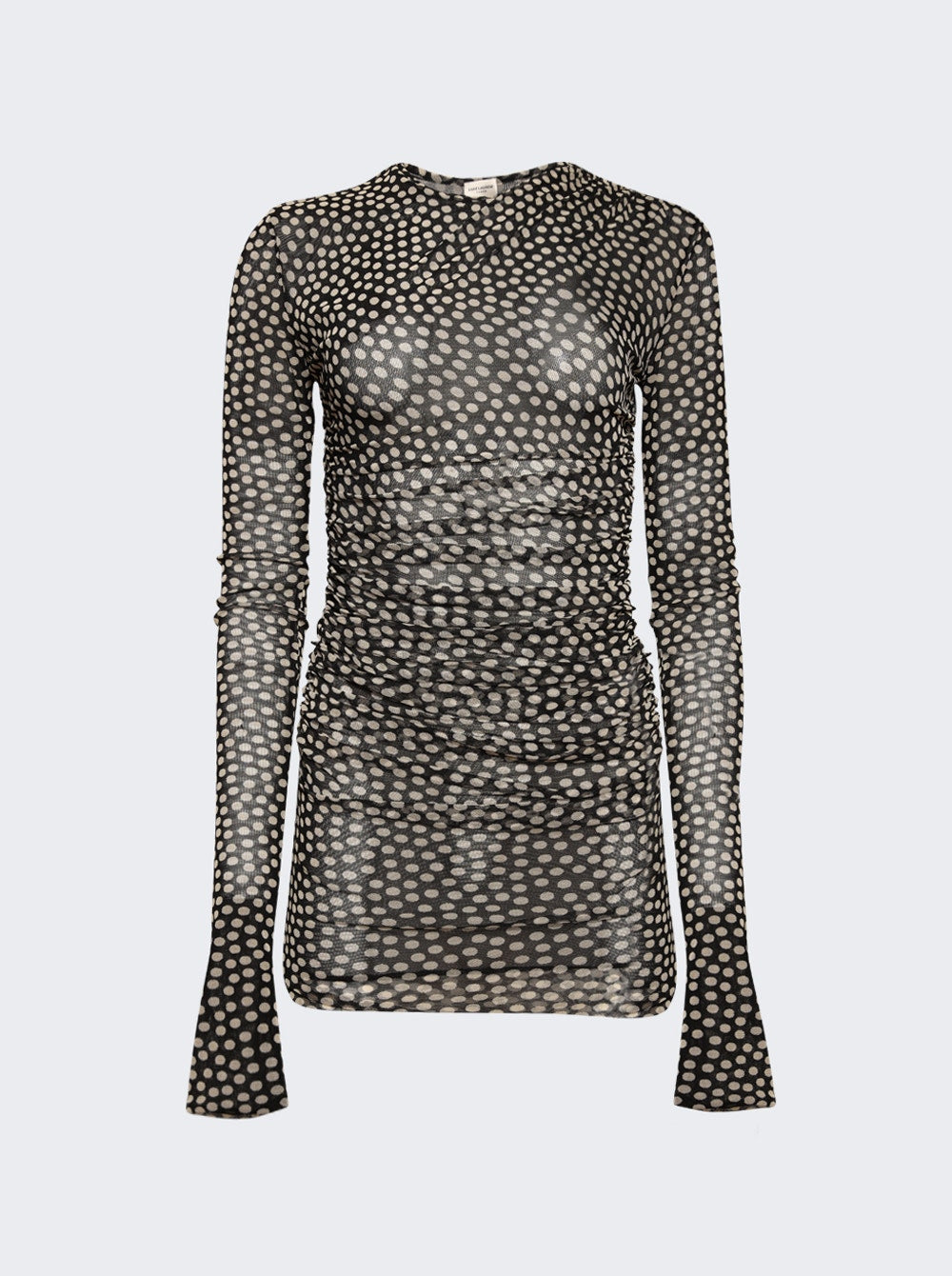 Women | Saint Laurent | Semi-sheer Ruched Mini Dress Chalk Black