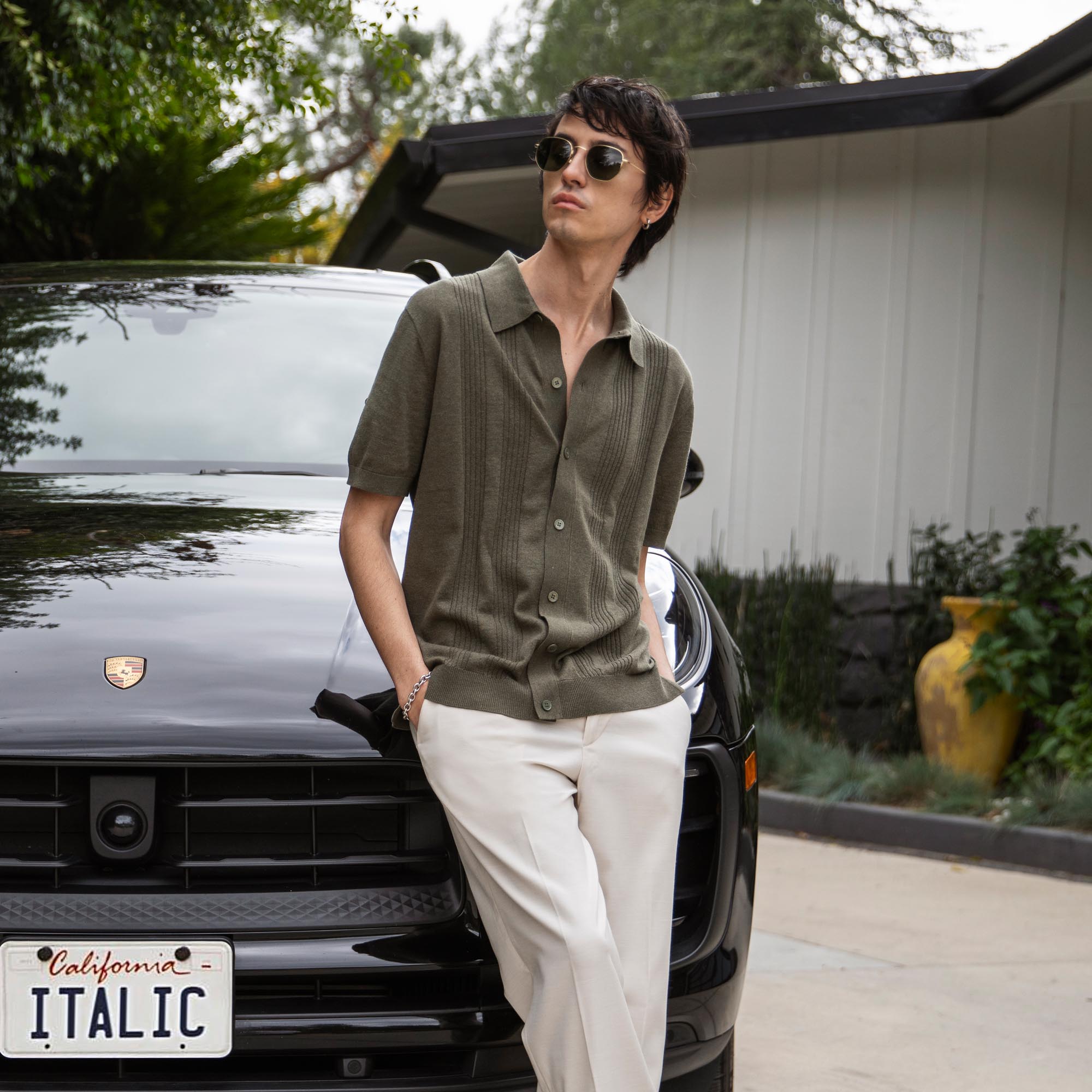 Mens | Pierre Featherlight Button Down | Vetiver