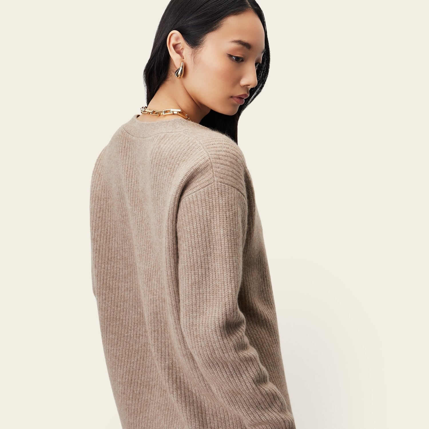 Billie Chunky Boyfriend Cashmere Cardigan | Brown | Womens