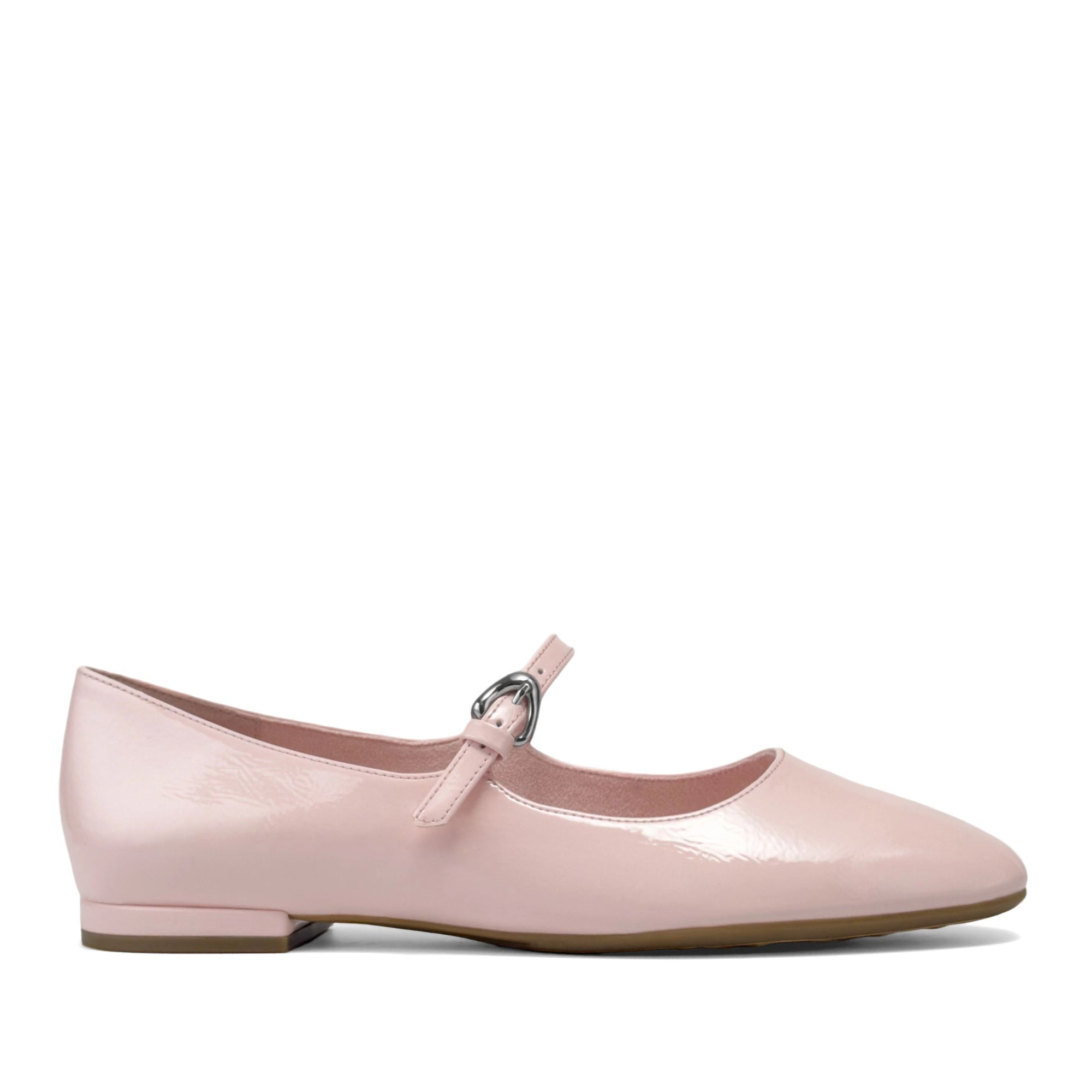 Annette Casual Flat | Pale Pink Faux Crinkle Patent