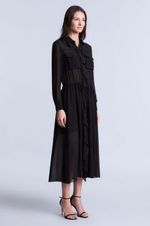 Solid Ruffle Dress | Black