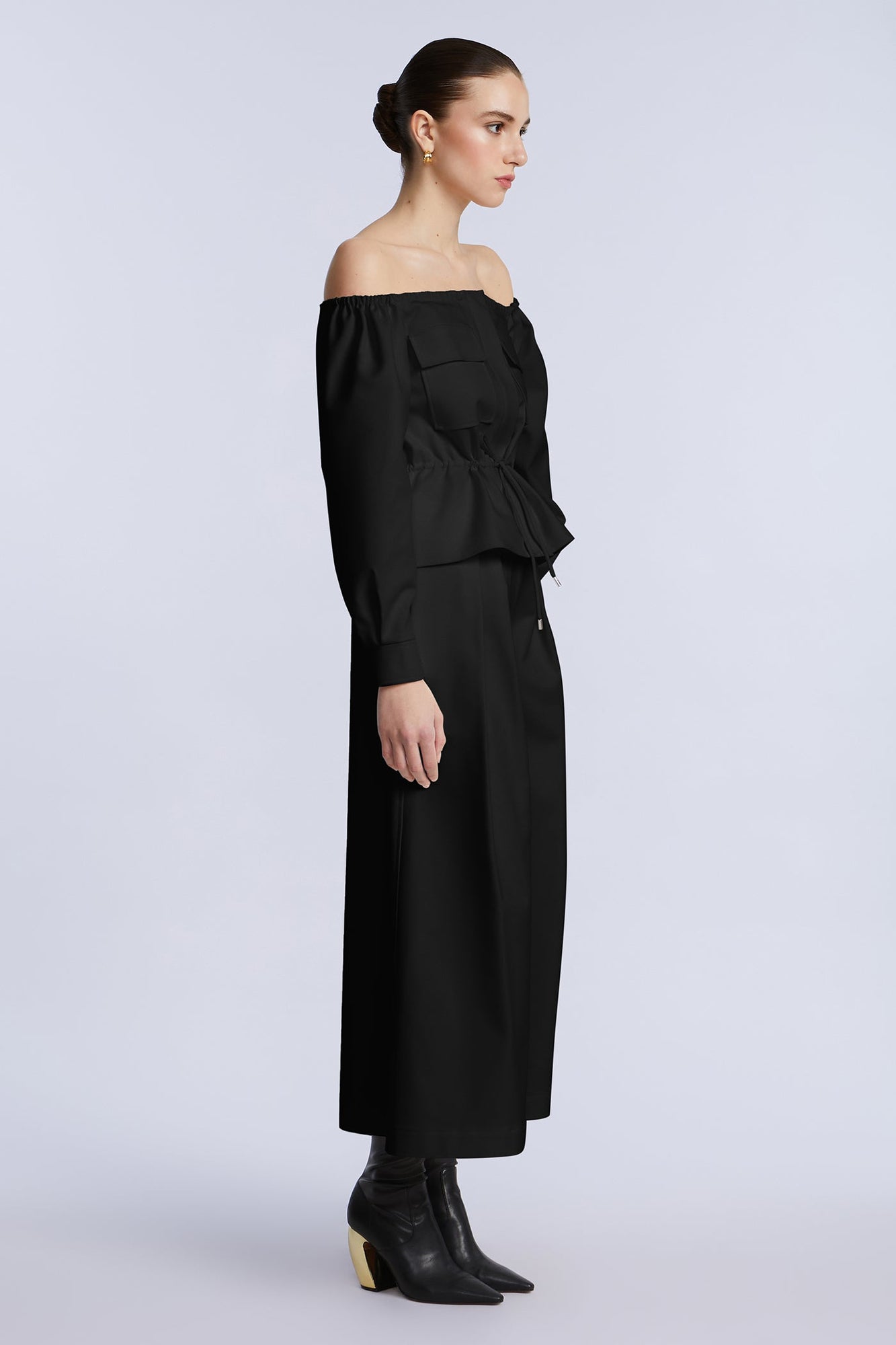 Off Shoulder Drawstring Top | Black