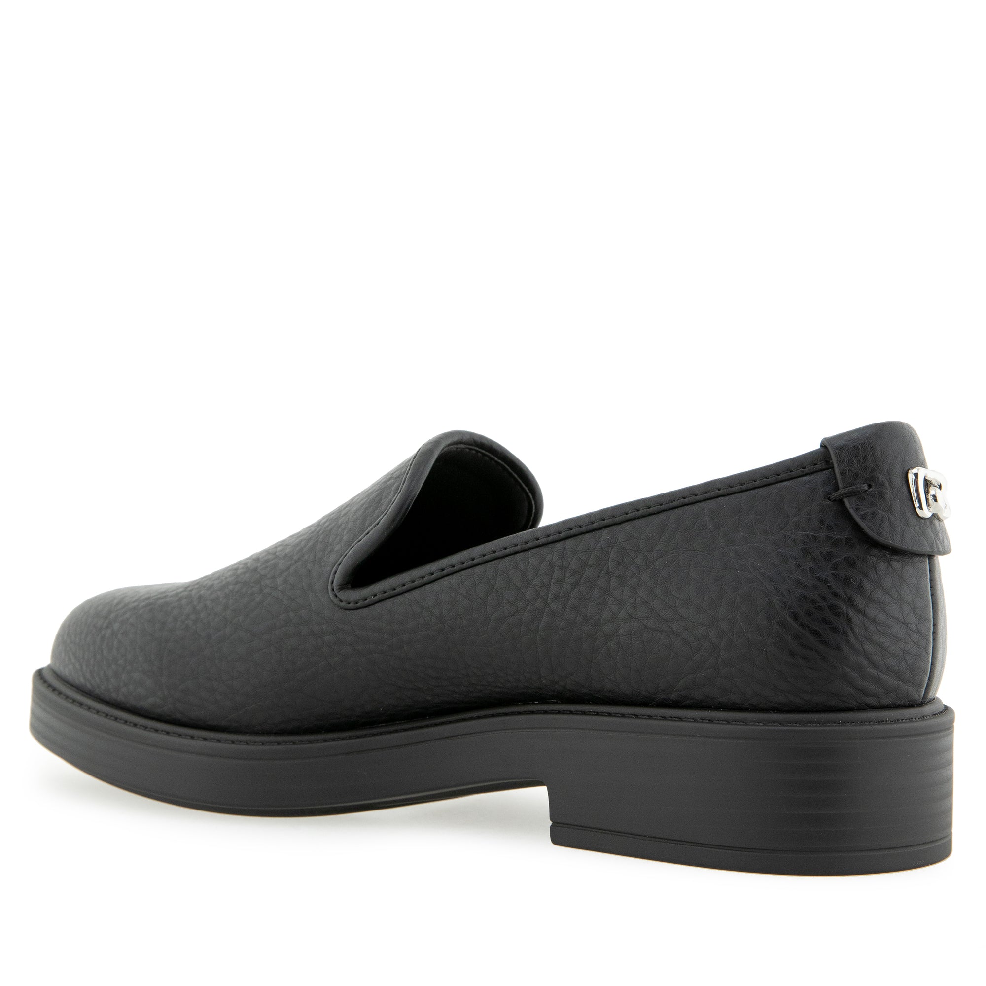 Poisy Tailored Loafer | Black Faux Tumbled