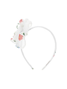 Girls | Botanical Print Organza Headband | Cream/Multicolor