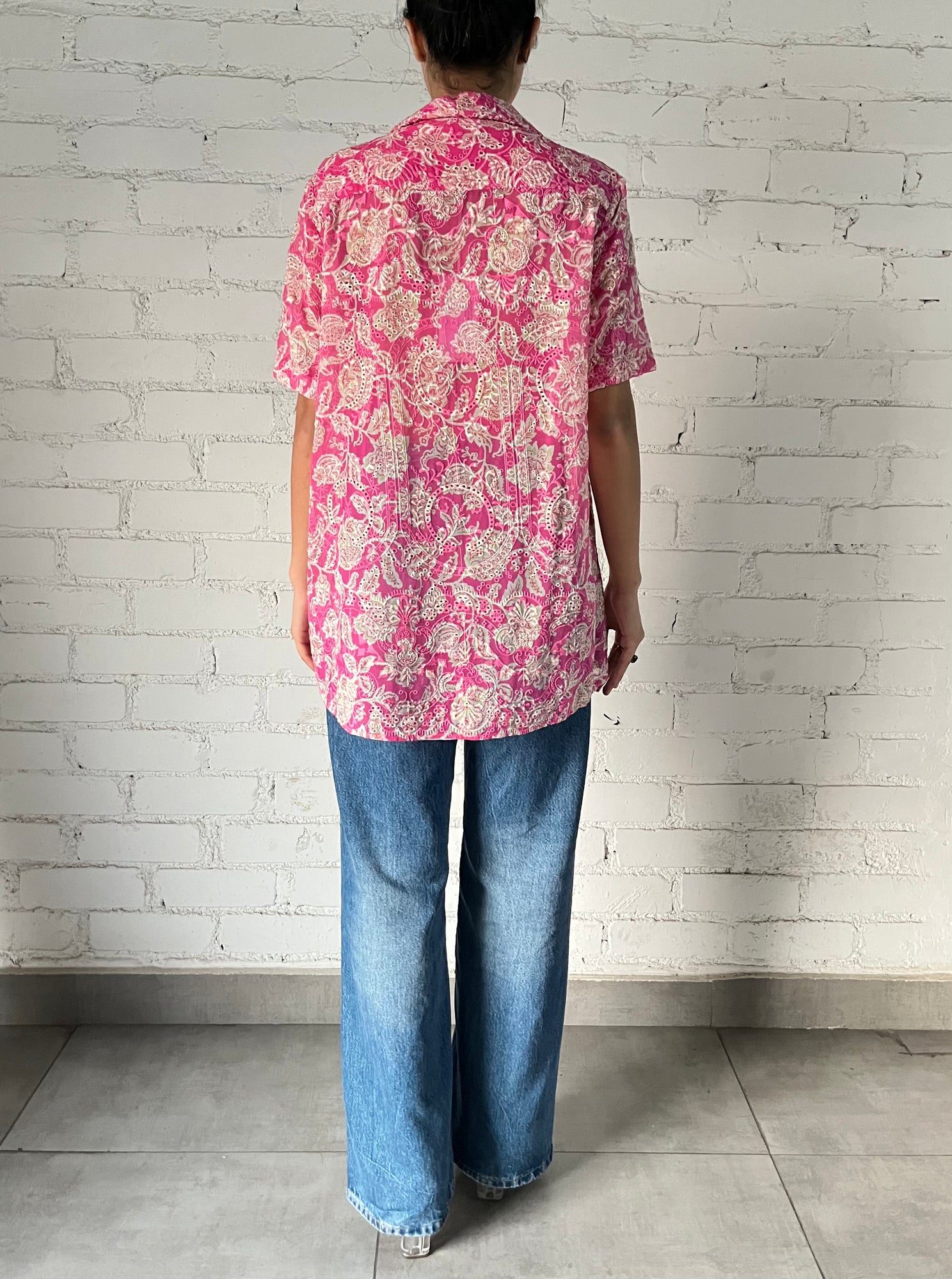 Hemant & Nandita | Printed Collared Half-Sleeve Shirt | Pink