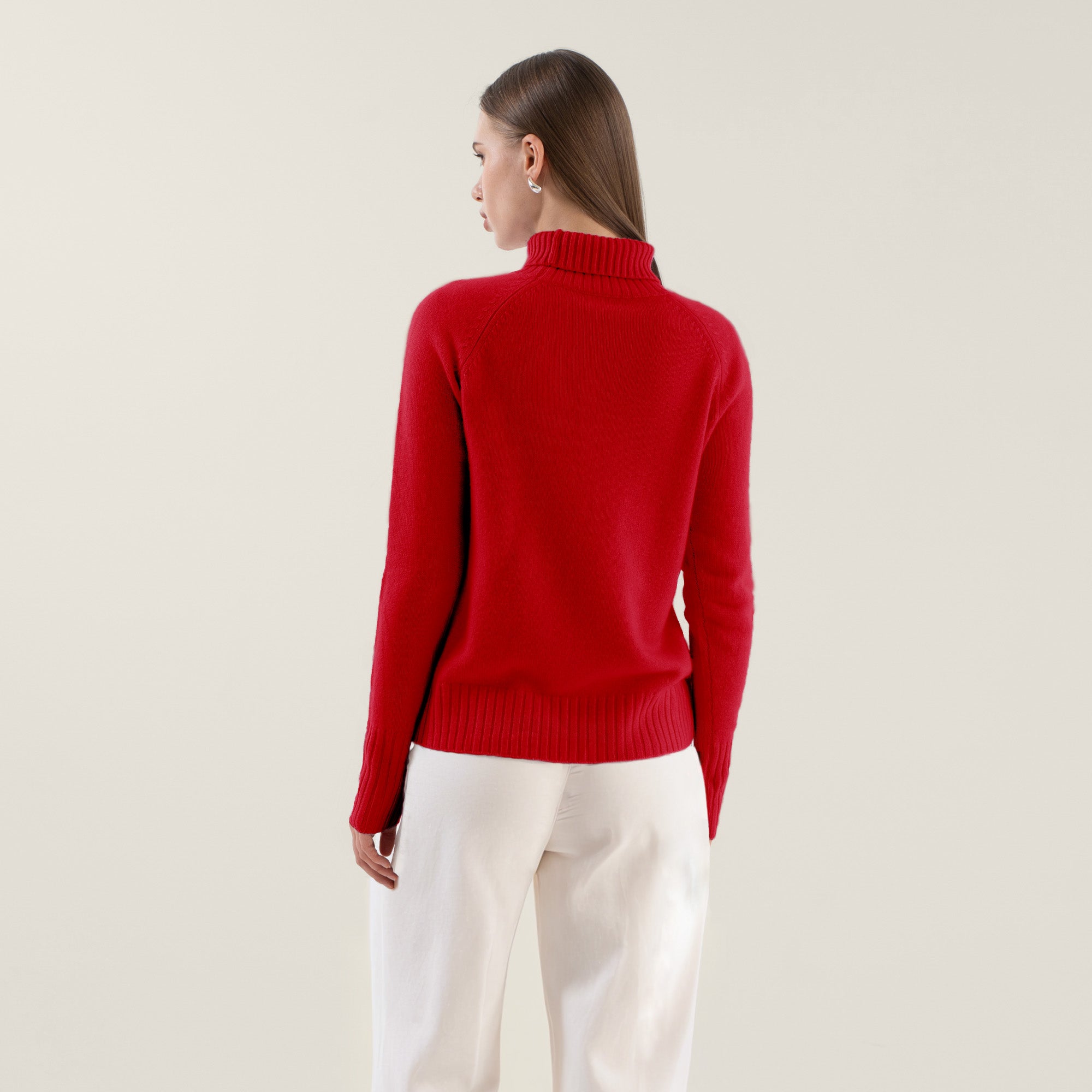 Womens | Emma Cashmere Relaxed Turtleneck Sweater | Chili Oil