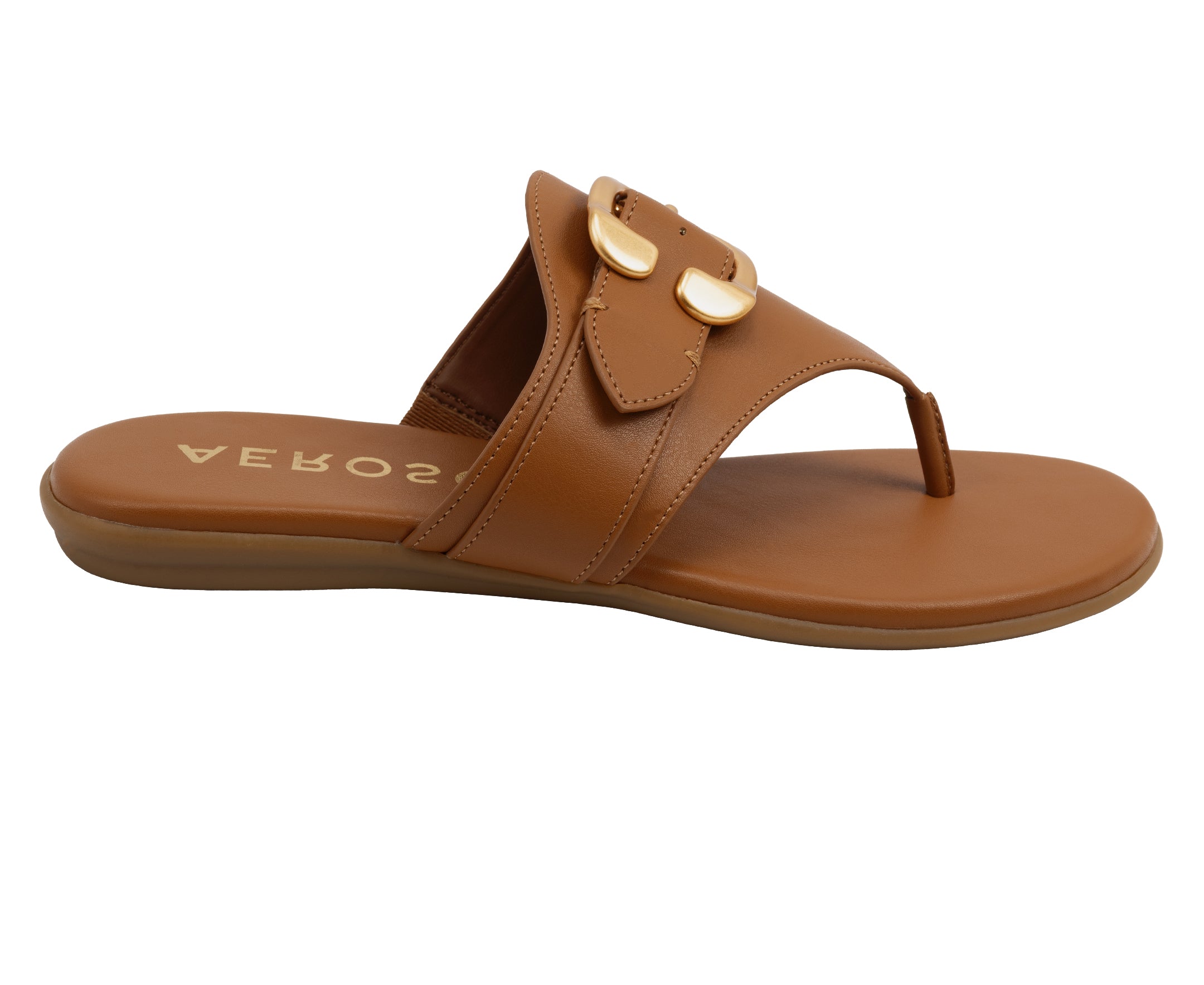 Glitz Sandal Flat | Tan Faux Nappa