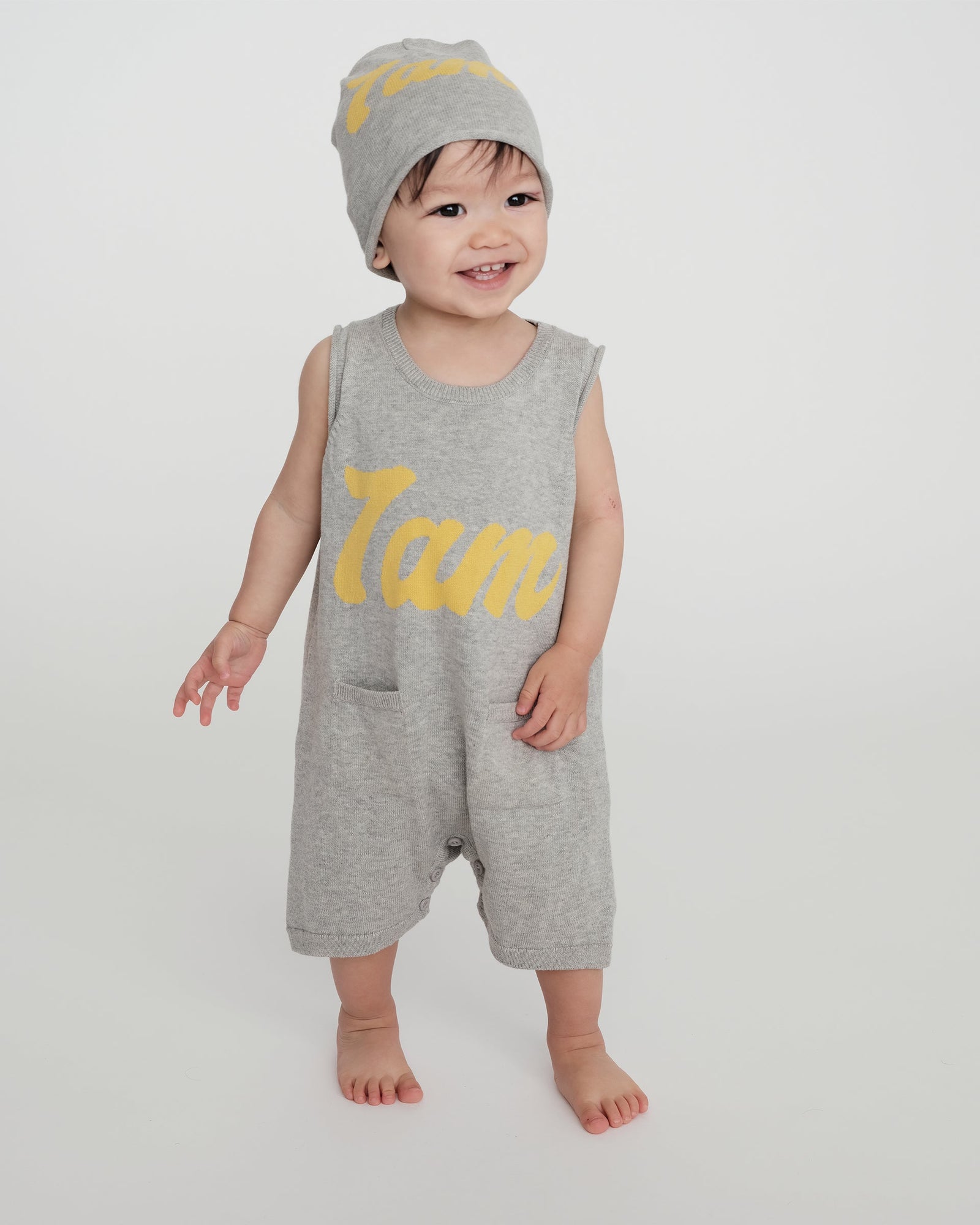 7AM Logo Boxy Romper | Heather Grey