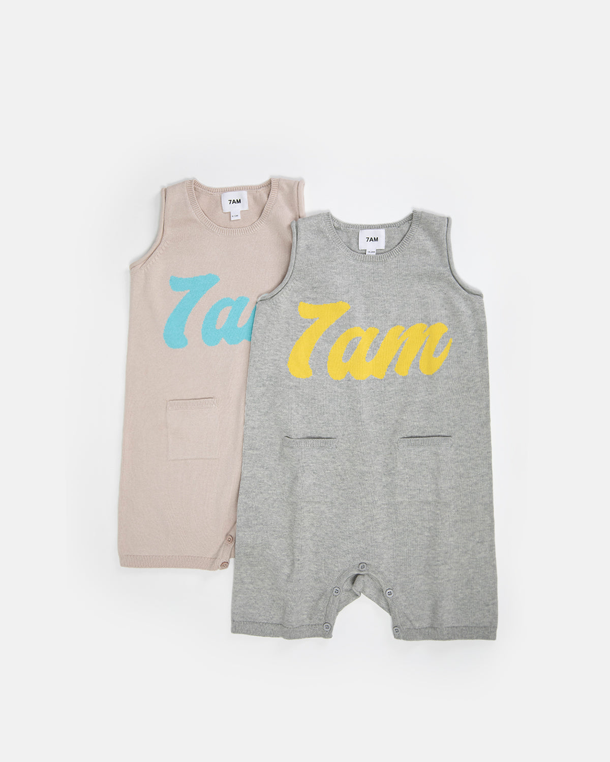 7AM Logo Boxy Romper | Heather Grey