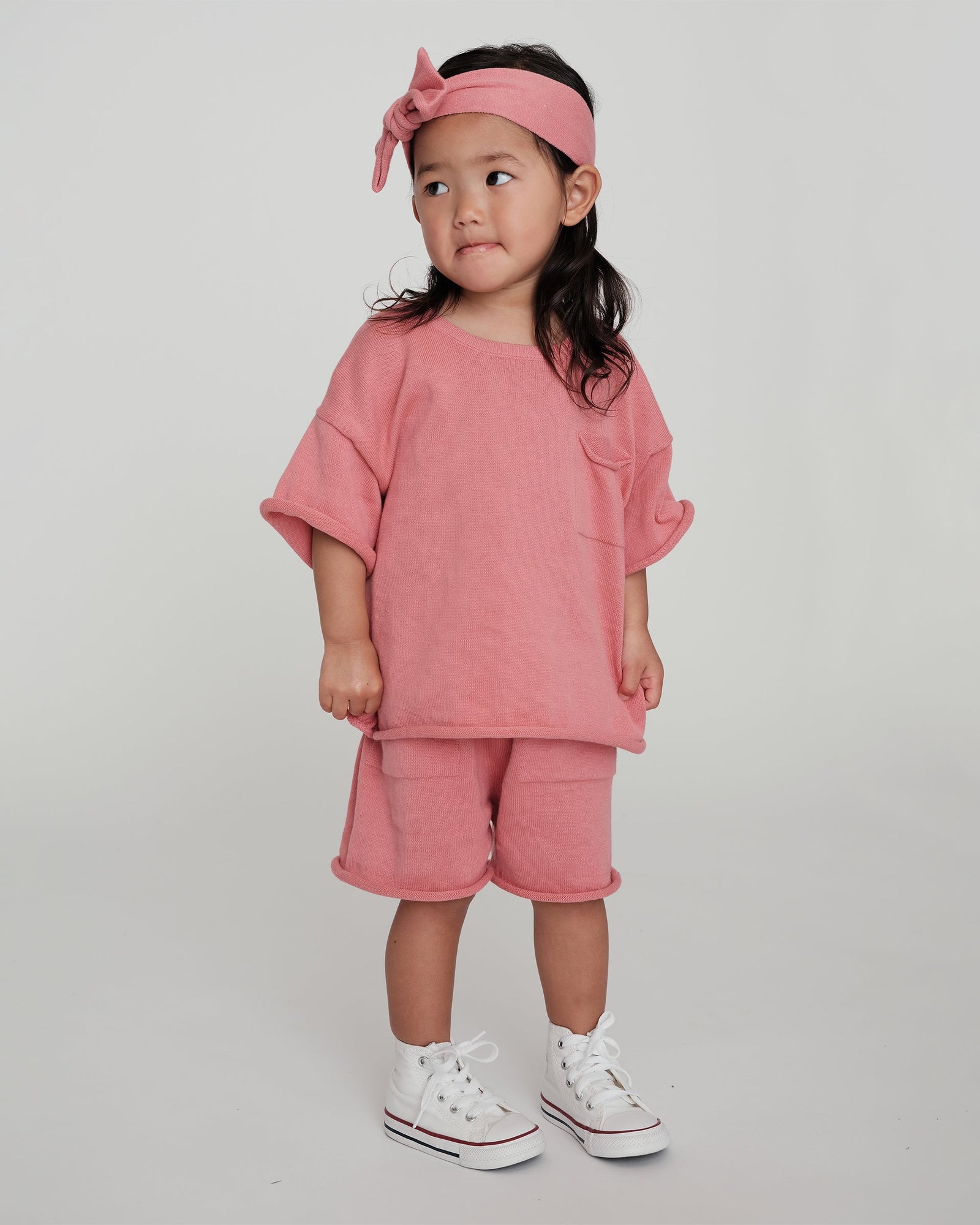 Boxy Cotton Tee Pocket | Coral