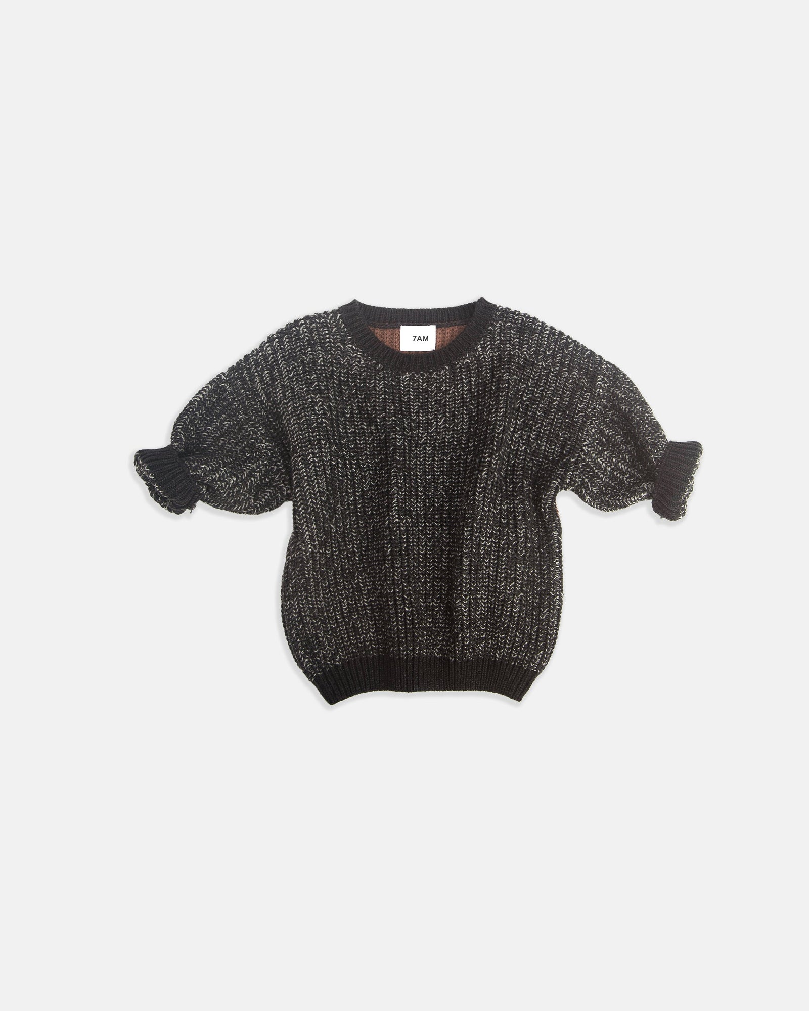 Boxy Sweater - Chunky | Black Melange Brown