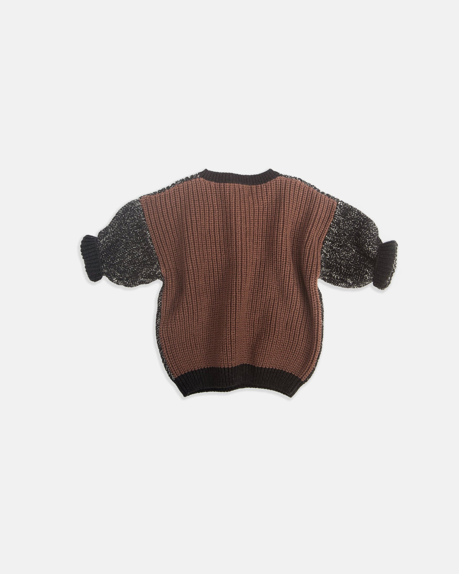 Boxy Sweater - Chunky | Black Melange Brown