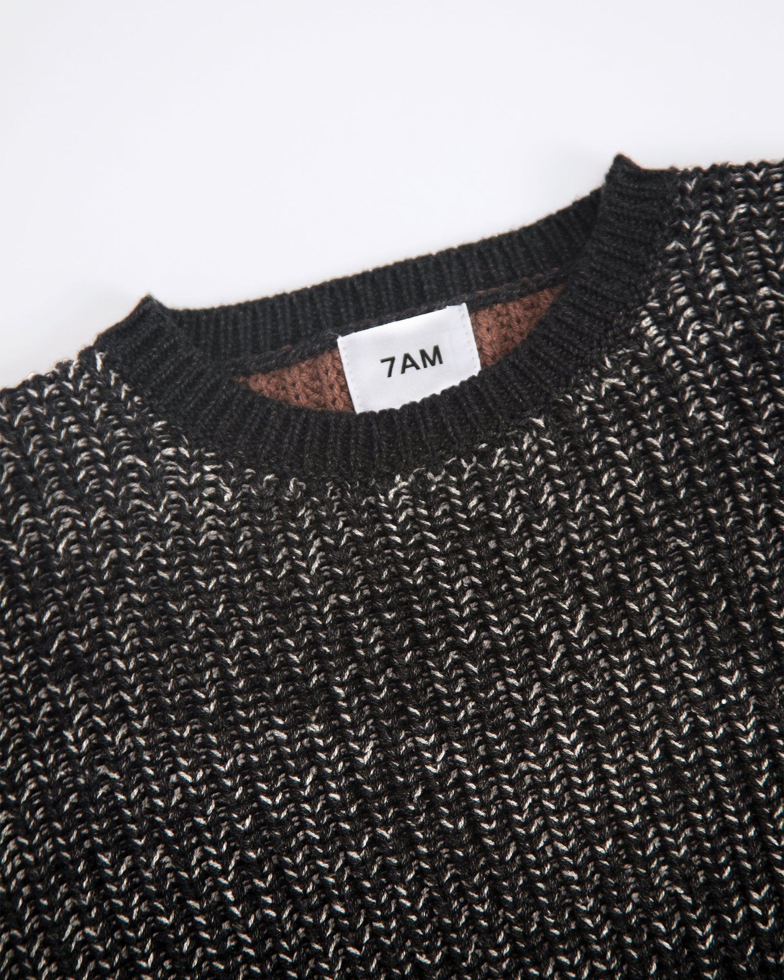 Boxy Sweater - Chunky | Black Melange Brown