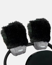 Heather Grey Dark - Black Faux Fur