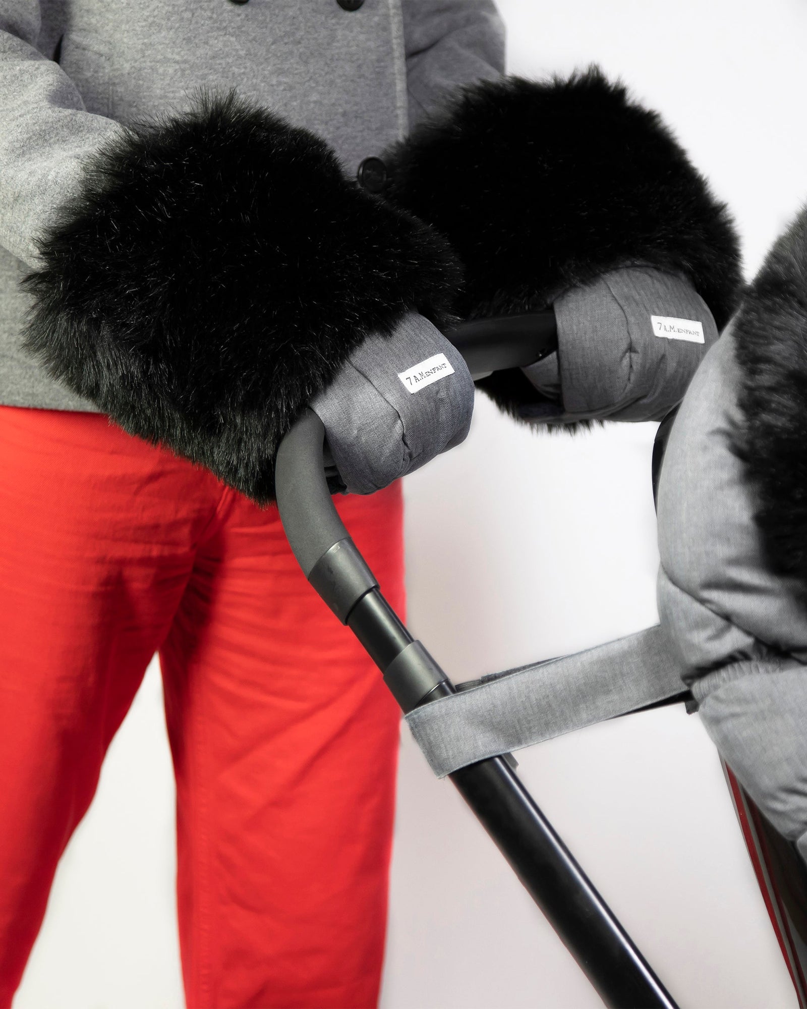 Warmmuffs - Black Tundra | Heather Grey Dark - Black Faux Fur