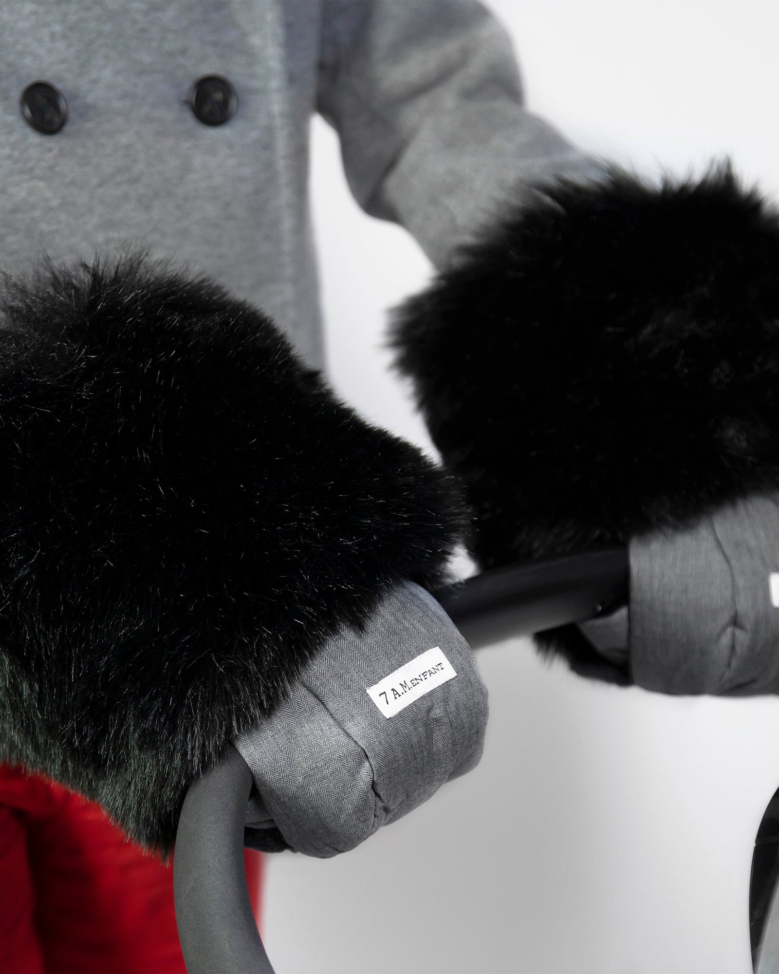 Warmmuffs - Black Tundra | Heather Grey Dark - Black Faux Fur