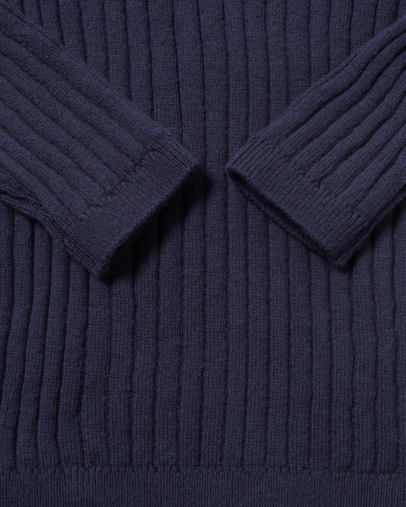 Cotton Long Sleeve Top - Ribbed | Navy
