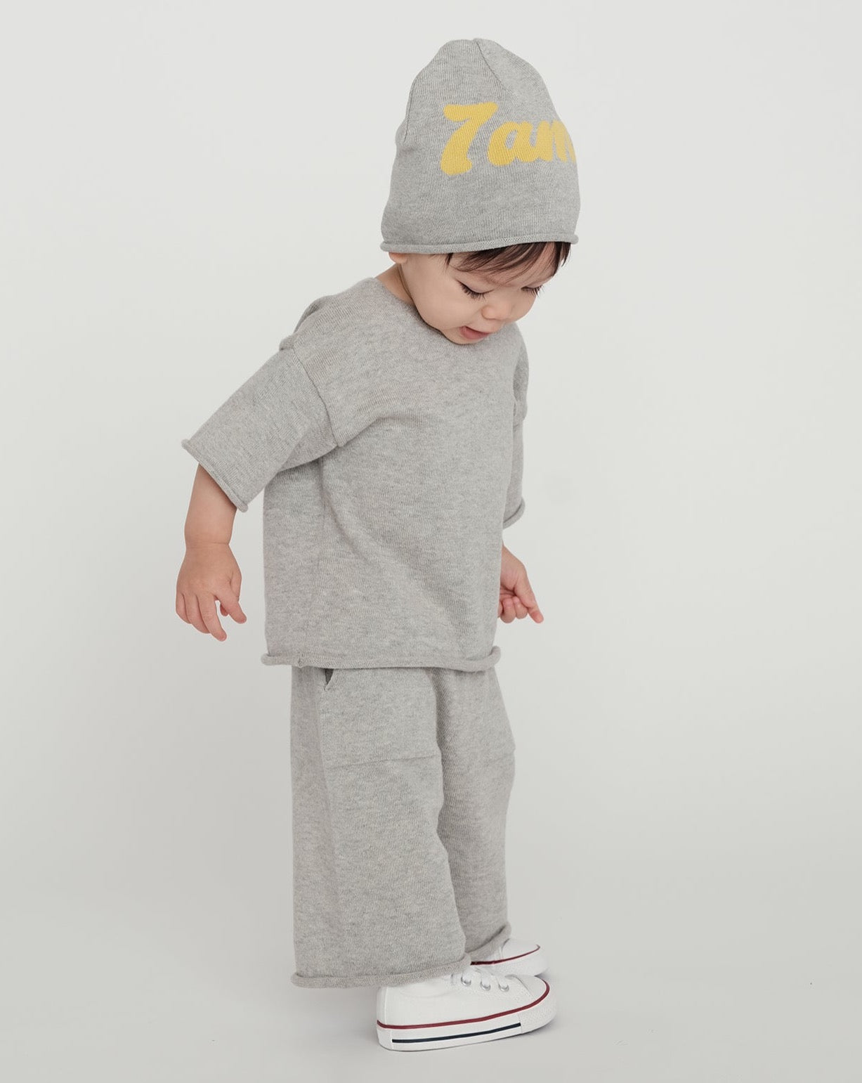 7AM Logo Cotton Beanie | Heather Grey