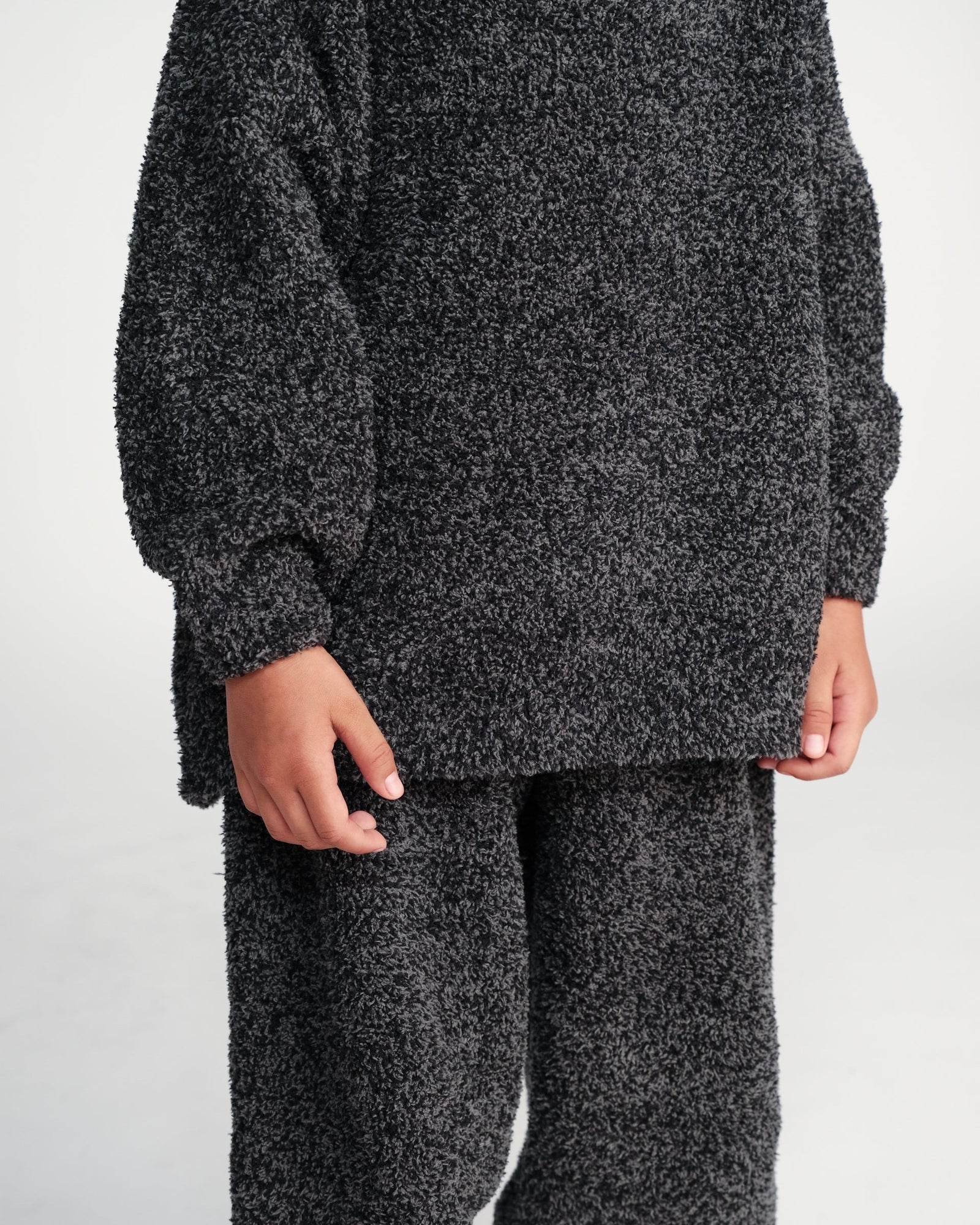 Boxy Mock Neck Sweater - Fuzzy | Black Melange