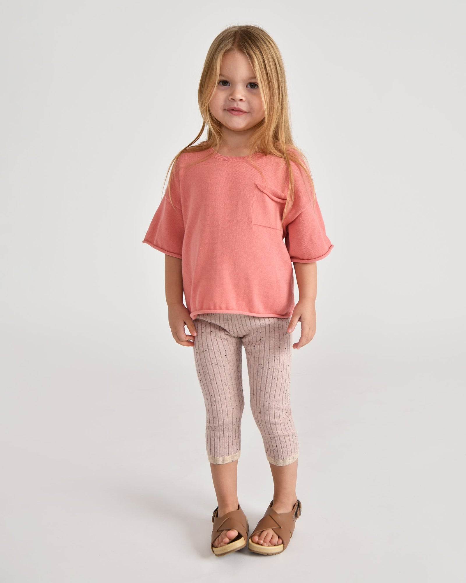 Boxy Cotton Tee Pocket | Coral