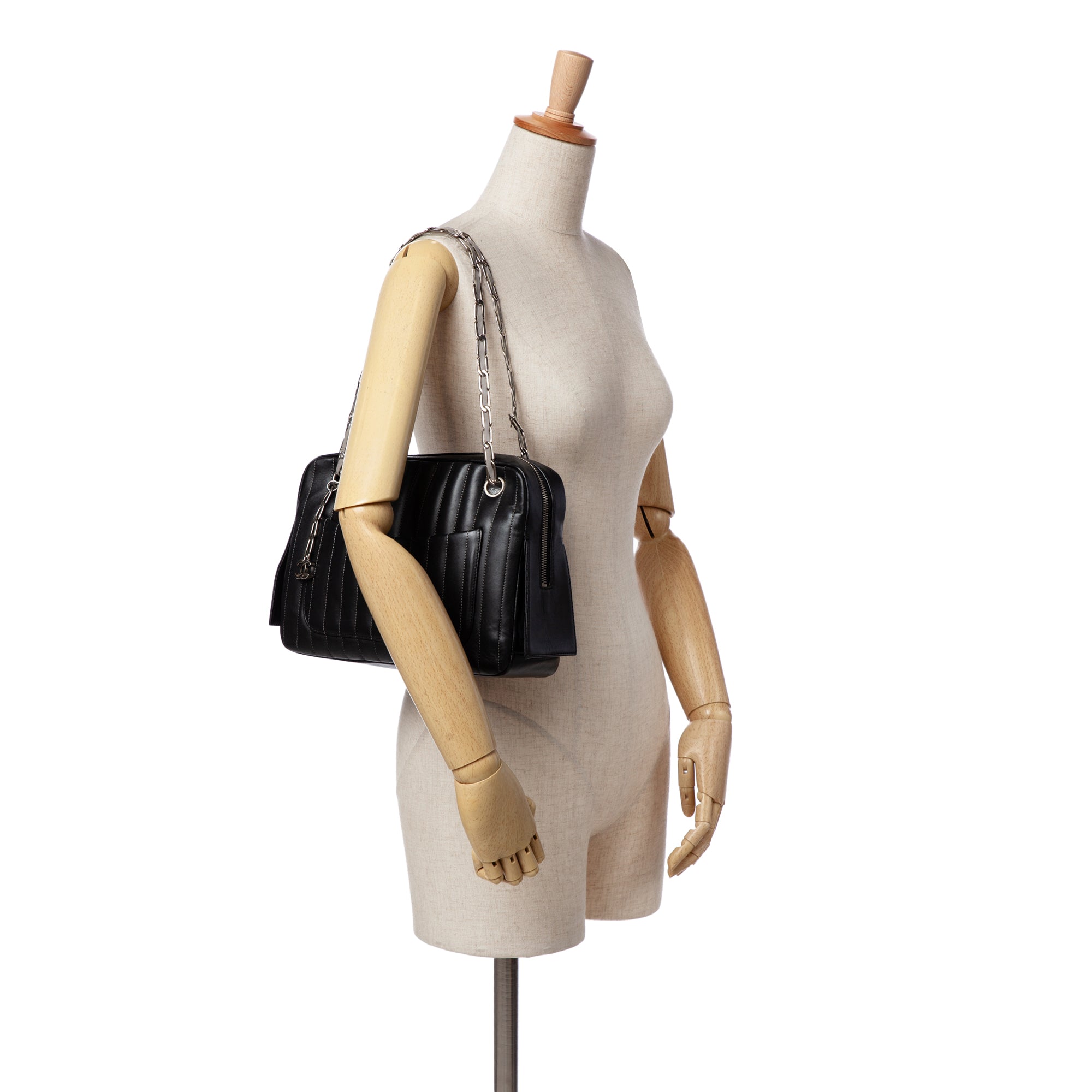 Chanel | Pre-Owned Medium Vertical Quilted Lambskin Mademoiselle Camera Bag | Black