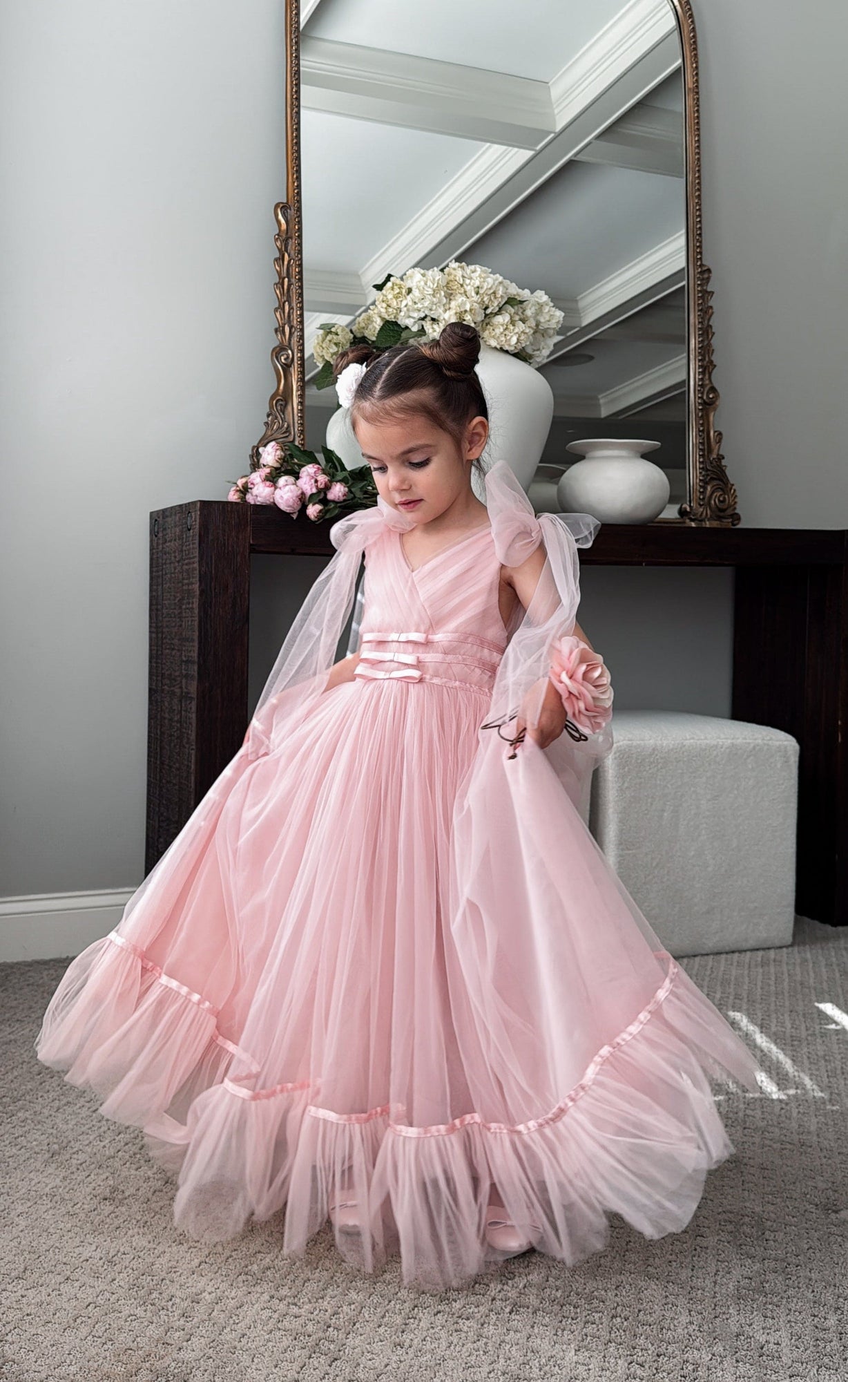 Girls | Camila Tulle Gown | Light Pink