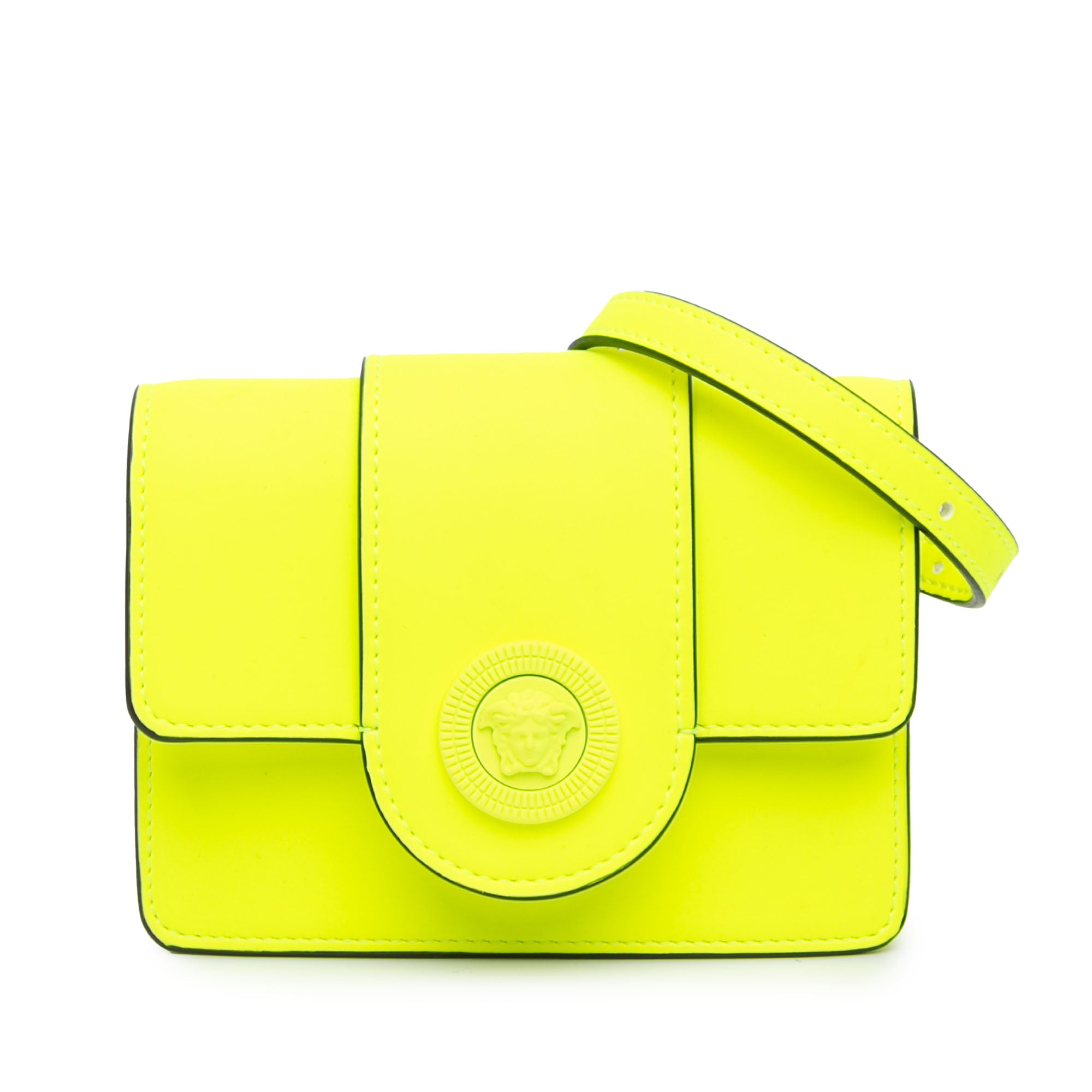 Versace | Pre-Owned Leather La Medusa Crossbody | Yellow/Neon Yellow