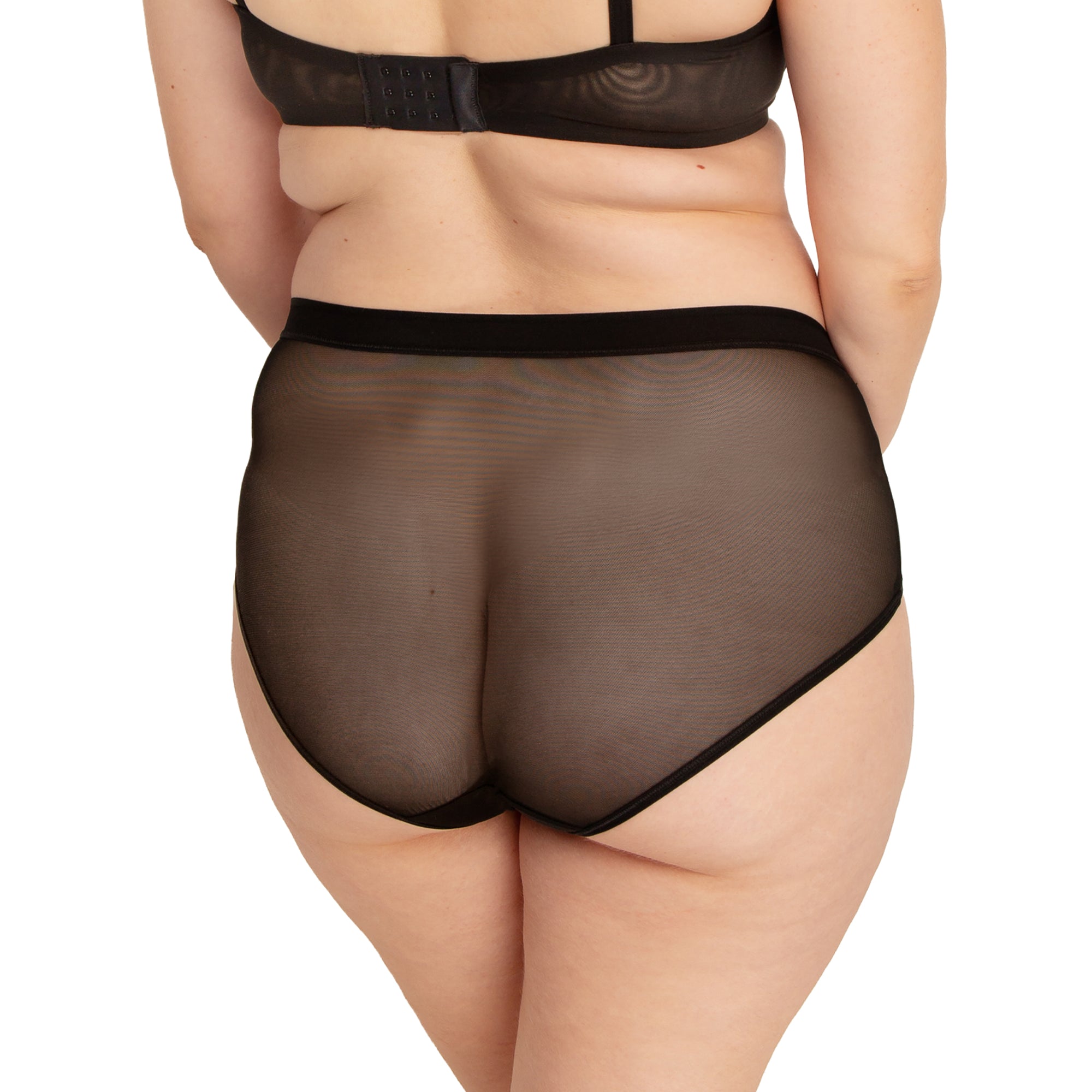 Mesh High Cut French Brief | Black