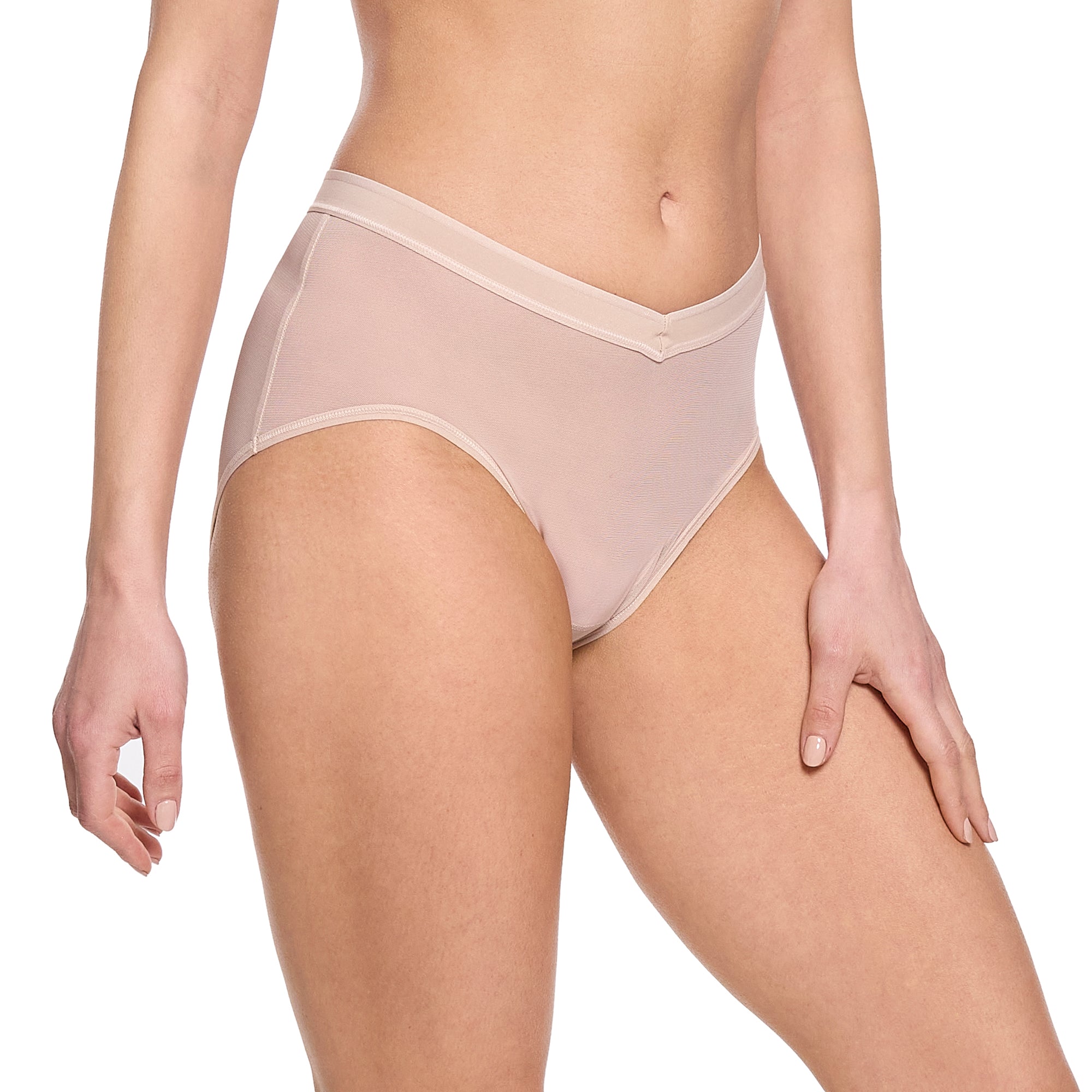 Mesh High Cut French Brief | Chai