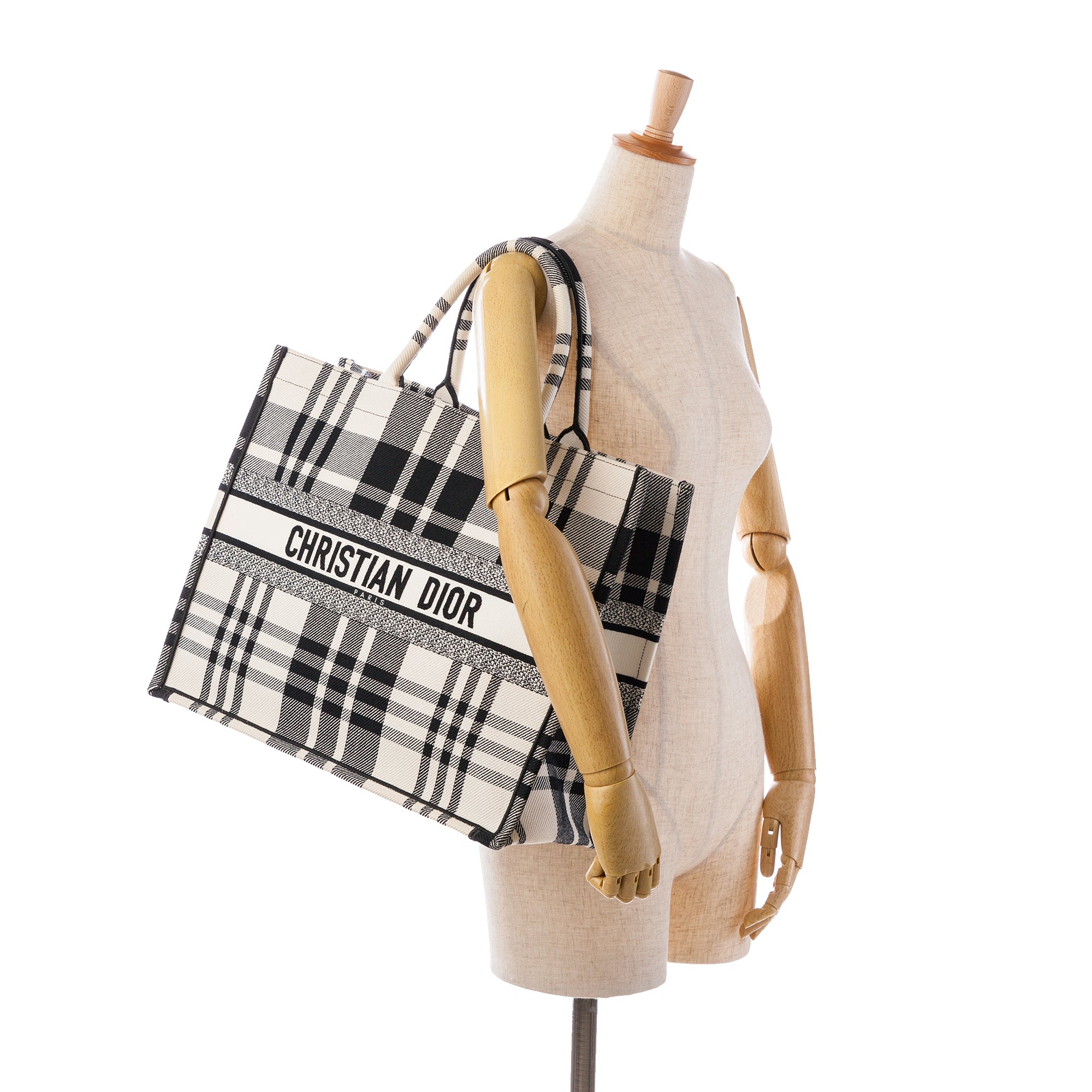 Dior | Pre-Owned Large Check'n'Book Tote | White/Ivory