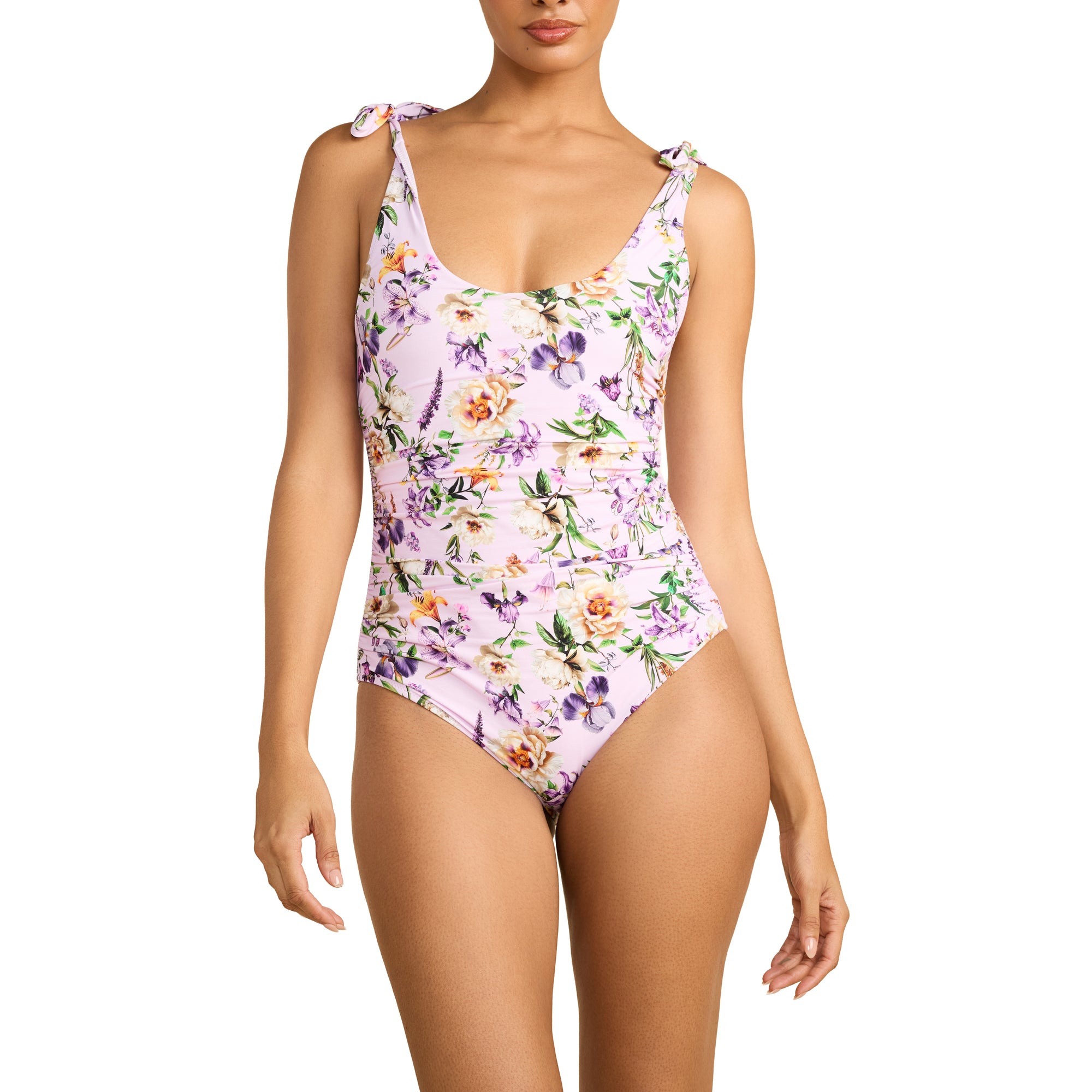 Swim Scoop One Piece | Fawning Flora (Purple)