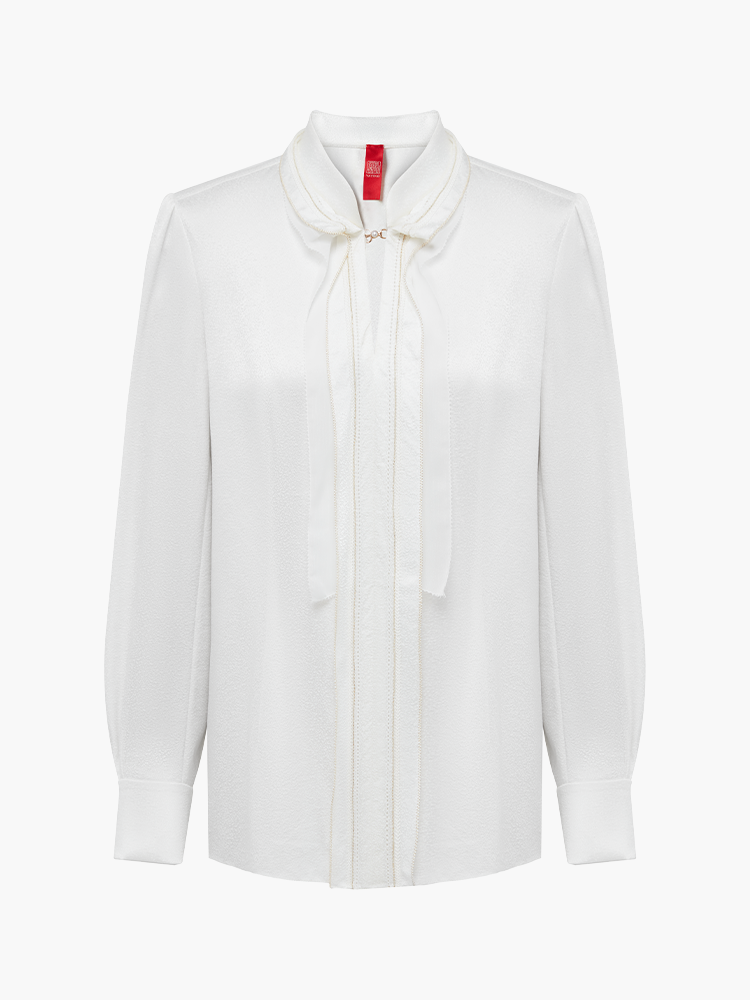Silk Jacquard Shirt | White