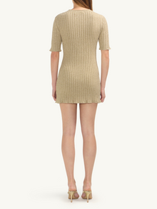 Sabina Halfsleeve Mini Dress | Golden Olive Shimmer